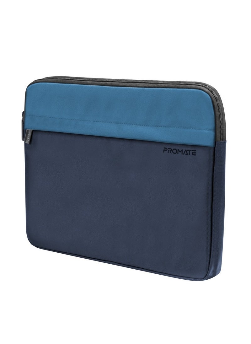 Promate Laptop Case, Premium Lightweight Laptop/Tablet Sleeve with Accessible Front Pocket, Water-Resistance, Padded Inner Lining and Secure Zippers Compatible with 13-inch Laptops, Tablets, Limber-SB Blue