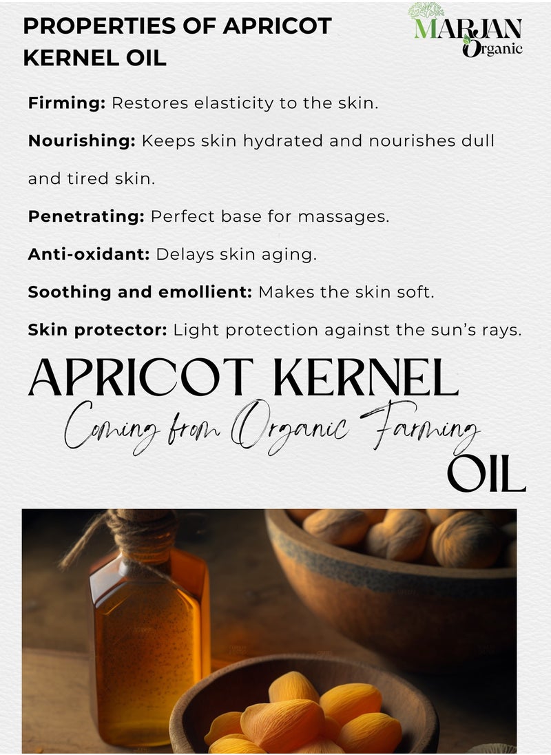 Apricot Kernel Oil 30ml - Certified Organic - 100% Pure Cold Pressed - Extra Virgin - Massage Anti-aging -  For Face, Skin, Body, Hair Growth & Nails