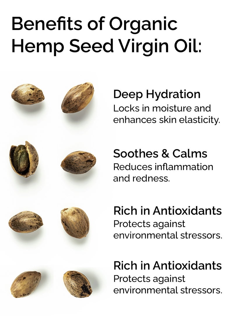 Organic Hemp Seed Oil – Cold Pressed & Unrefined – 100% Pure & Natural – 30ml