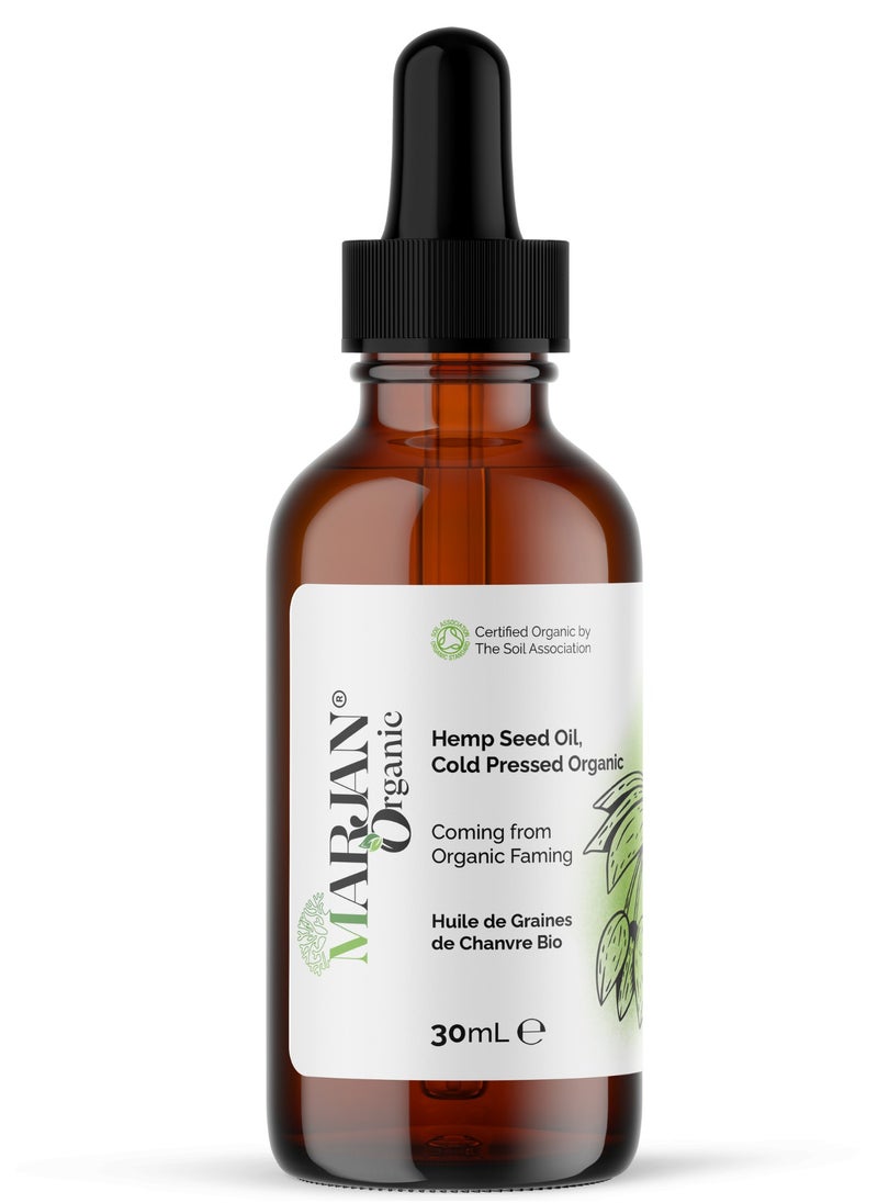 Hemp Seed Oil 30ml - Certified Organic - Pure Cold-Pressed - Hydrating Oil for Skin, Hair, and Face - Natural Relief