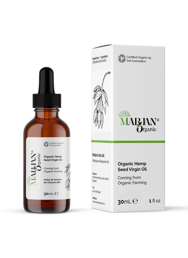 Organic Hemp Seed Oil – Cold Pressed & Unrefined – 100% Pure & Natural – 30ml