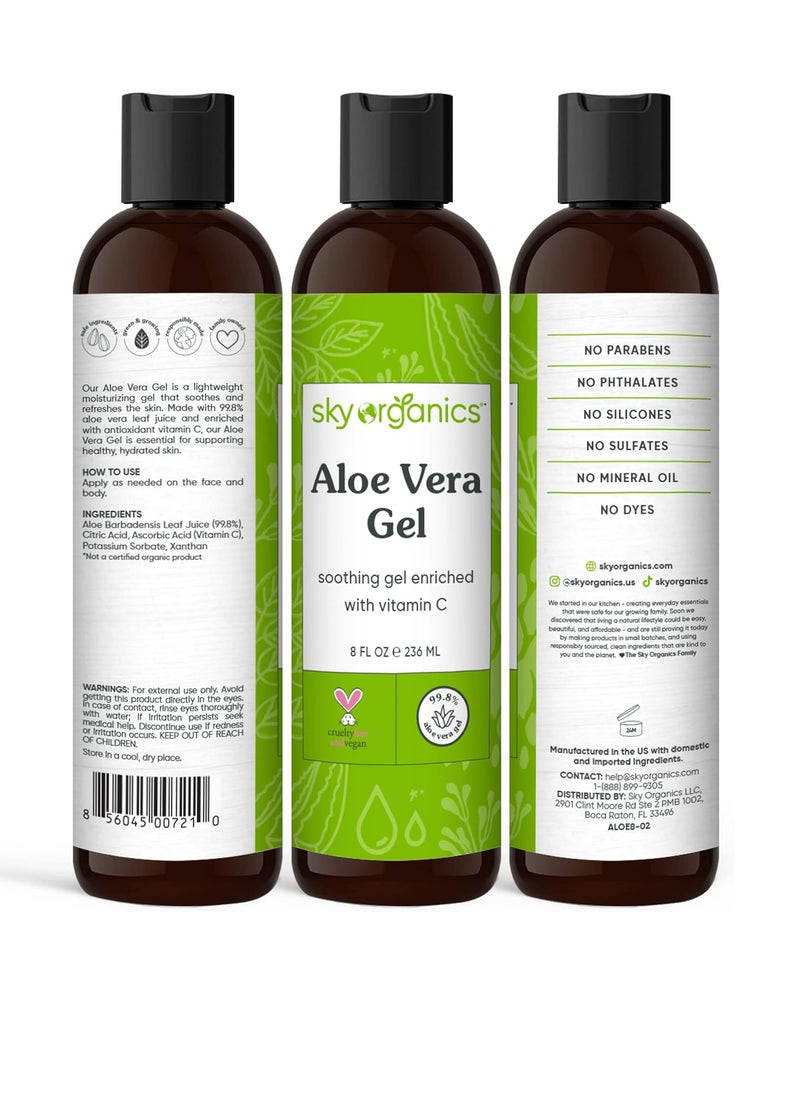 Aloe Vera Gel 8oz, All Natural Ultra Hydrating Skin Cooling Aloe Gel