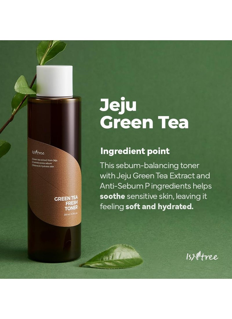 Green Tea Fresh Facial Toner Oil 200ml Deep Moisturizing Sebum Control Nourishing Revitalizing Hypoallergenic Pack of 1