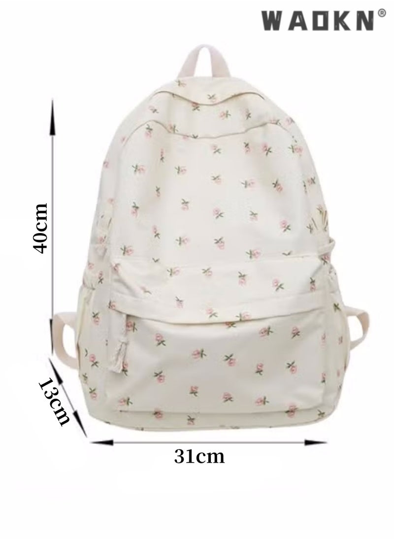 Cute Floral School Bag for Girls,Flower Printed Backpack with Adjustable Straps,Back Bag for School, Ultra Lightweight School Bag for Kids Teen Boys Girls,Casual Daypack Work,Travel