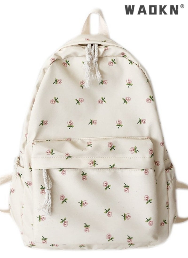 Cute Floral School Bag for Girls,Flower Printed Backpack with Adjustable Straps,Back Bag for School, Ultra Lightweight School Bag for Kids Teen Boys Girls,Casual Daypack Work,Travel