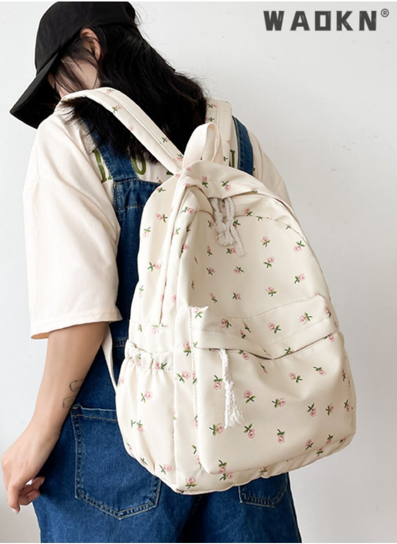 Cute Floral School Bag for Girls,Flower Printed Backpack with Adjustable Straps,Back Bag for School, Ultra Lightweight School Bag for Kids Teen Boys Girls,Casual Daypack Work,Travel