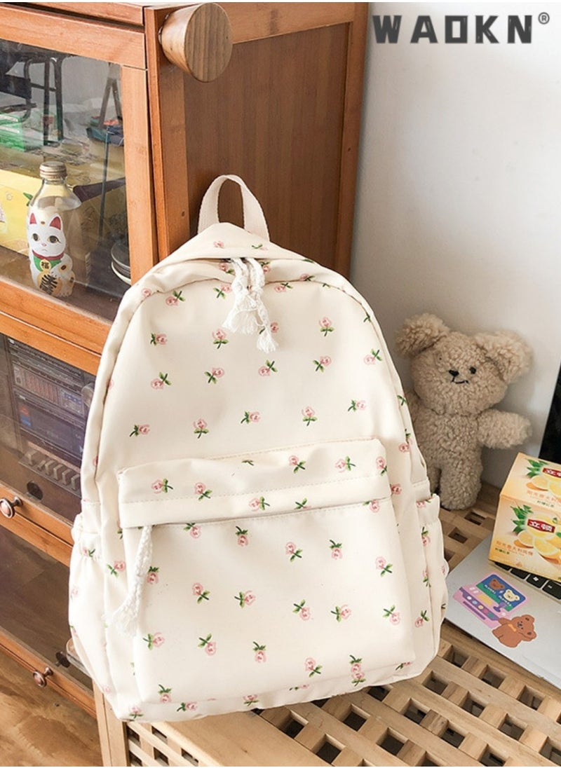 Cute Floral School Bag for Girls,Flower Printed Backpack with Adjustable Straps,Back Bag for School, Ultra Lightweight School Bag for Kids Teen Boys Girls,Casual Daypack Work,Travel