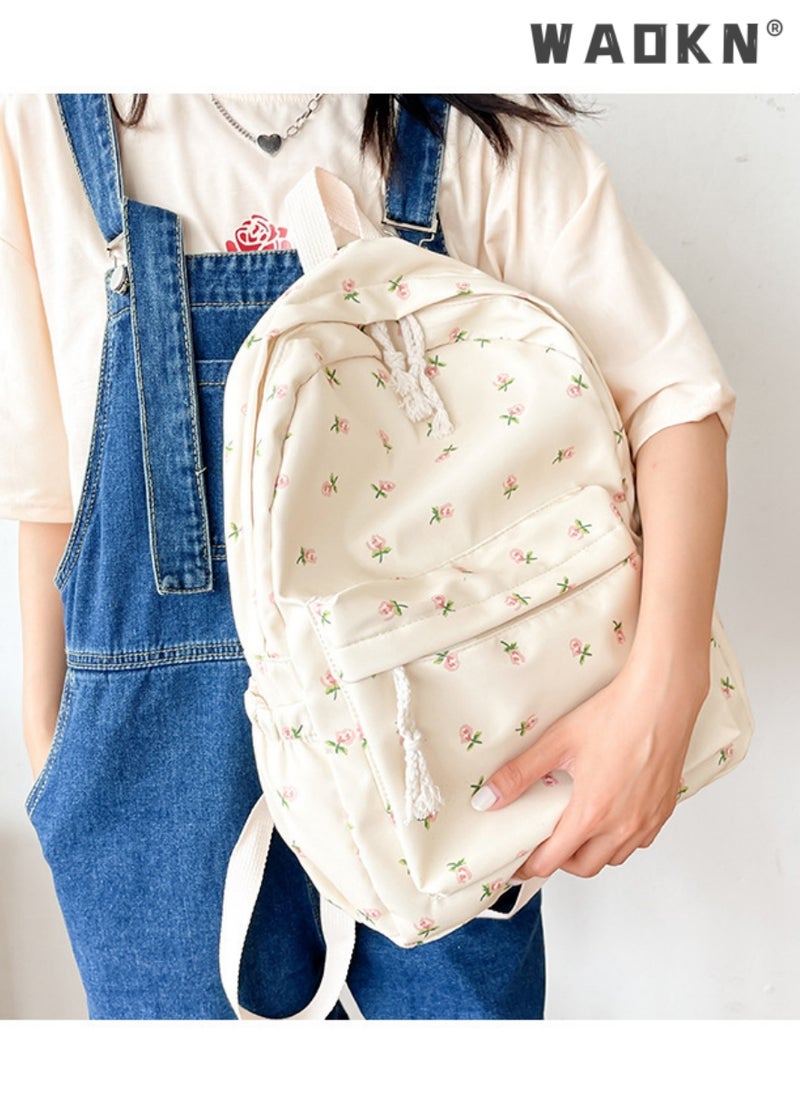 Cute Floral School Bag for Girls,Flower Printed Backpack with Adjustable Straps,Back Bag for School, Ultra Lightweight School Bag for Kids Teen Boys Girls,Casual Daypack Work,Travel