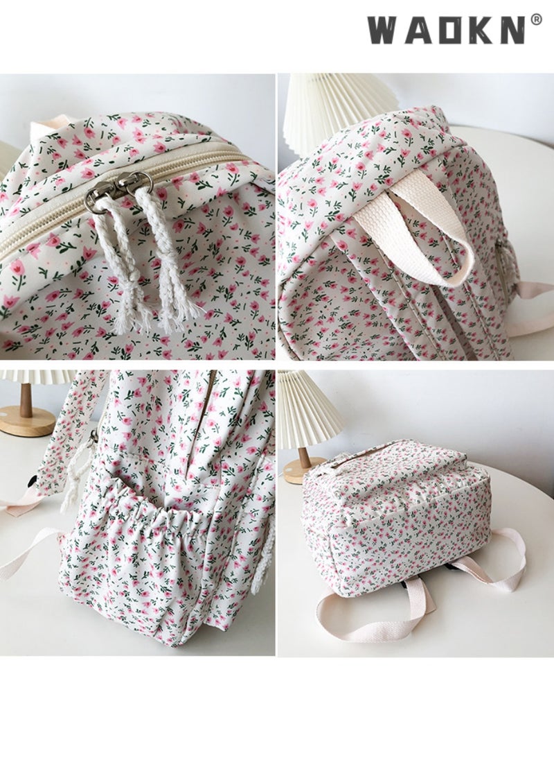 Cute Floral School Bag for Girls,Flower Printed Backpack with Adjustable Straps,Back Bag for School, Ultra Lightweight School Bag for Kids Teen Boys Girls,Casual Daypack Work,Travel