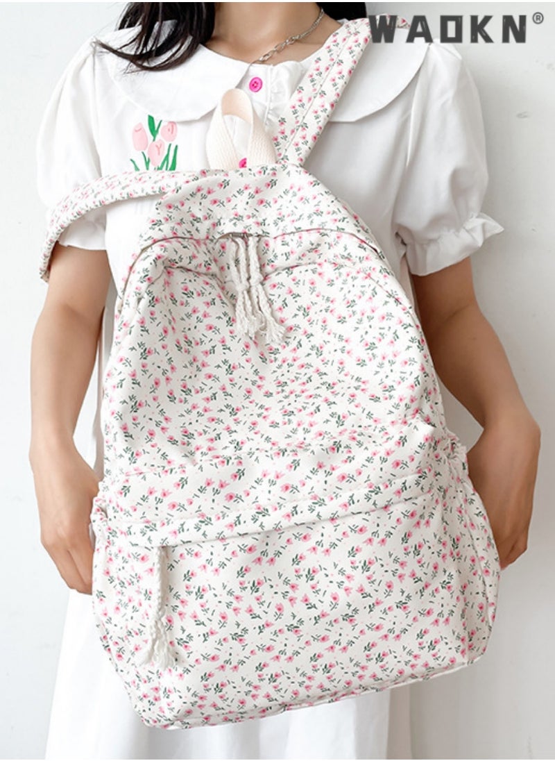 Cute Floral School Bag for Girls,Flower Printed Backpack with Adjustable Straps,Back Bag for School, Ultra Lightweight School Bag for Kids Teen Boys Girls,Casual Daypack Work,Travel