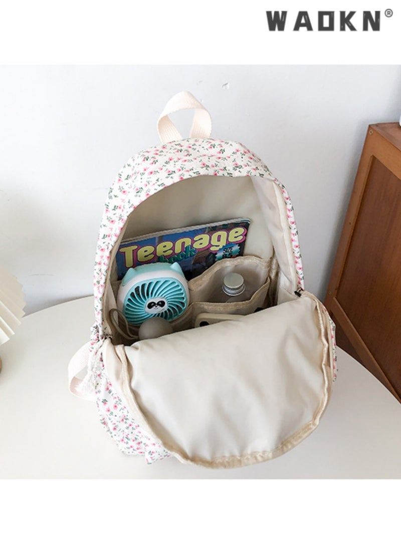 Cute Floral School Bag for Girls,Flower Printed Backpack with Adjustable Straps,Back Bag for School, Ultra Lightweight School Bag for Kids Teen Boys Girls,Casual Daypack Work,Travel