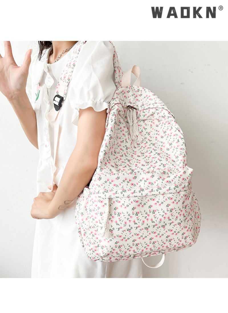 Cute Floral School Bag for Girls,Flower Printed Backpack with Adjustable Straps,Back Bag for School, Ultra Lightweight School Bag for Kids Teen Boys Girls,Casual Daypack Work,Travel