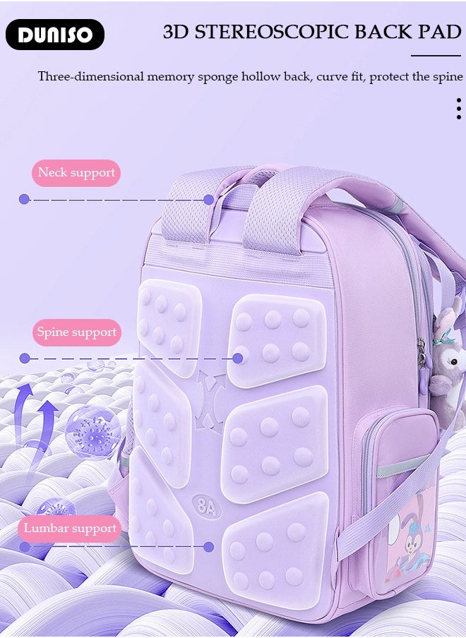 Kids School Backpack, Large Capacity Backpack for Girls, Lightweight Schoolbag for Teen Girls Bookbag, Watrer Resistant Bookbag for Elementary Primary School Durable Multi-Compartment Daypack for Children Grades 3-6