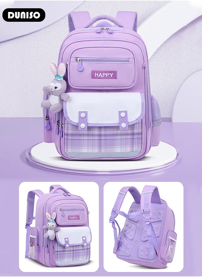 Kids School Backpack, Large Capacity Backpack for Girls, Lightweight Schoolbag for Teen Girls Bookbag, Watrer Resistant Bookbag for Elementary Primary School Durable Multi-Compartment Daypack for Children Grades 3-6