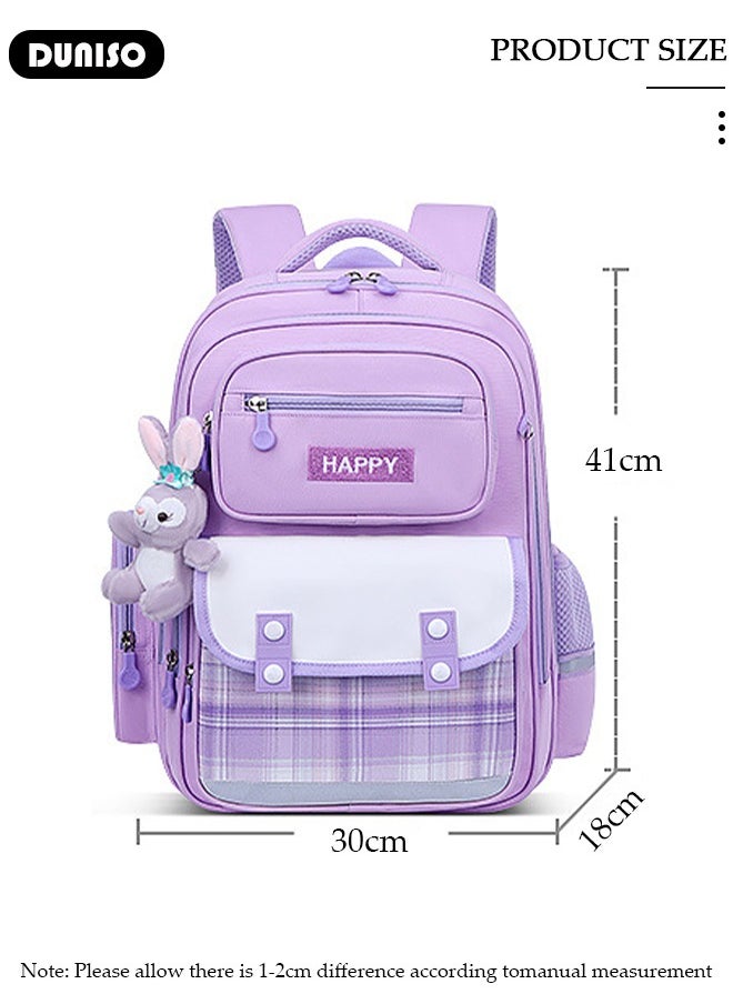 Kids School Backpack, Large Capacity Backpack for Girls, Lightweight Schoolbag for Teen Girls Bookbag, Watrer Resistant Bookbag for Elementary Primary School Durable Multi-Compartment Daypack for Children Grades 3-6