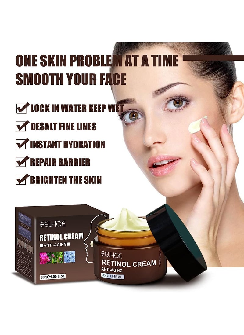 Retinol Face Cream, Retinol Anti Wrinkle Face Cream, Retinol Anti Aging Cream, Retinol Face Moisturizer, Retinol Cream With Hyaluronic Acid, Firmer And Brighter Skin Tone (30g)