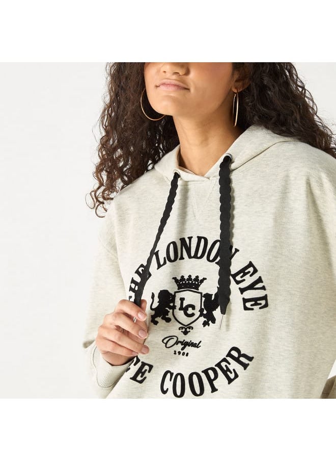 Lee Cooper Printed Hooded Sweatshirt with Long Sleeves