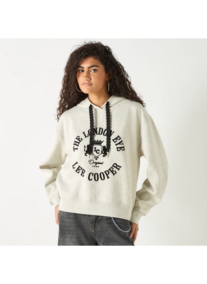 Lee Cooper Printed Hooded Sweatshirt with Long Sleeves
