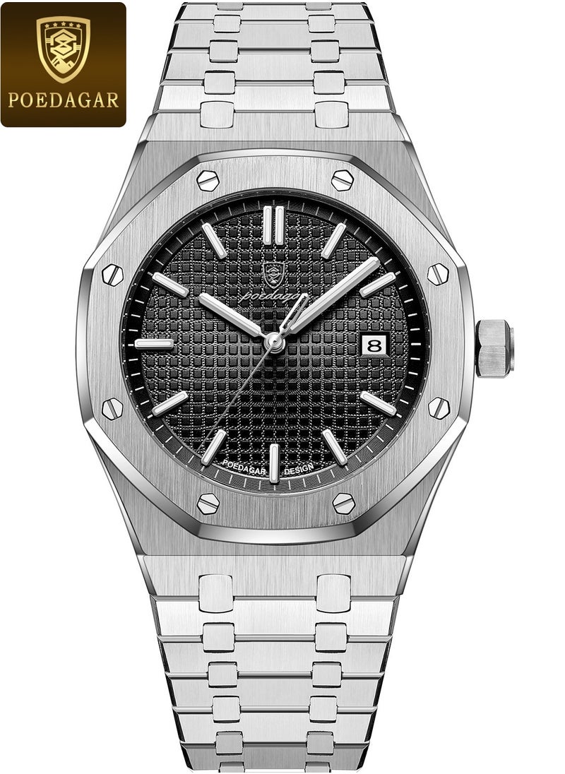 POEDAGAR Waterproof Luminous Men's Watch Quartz，Men's Wrist Watches