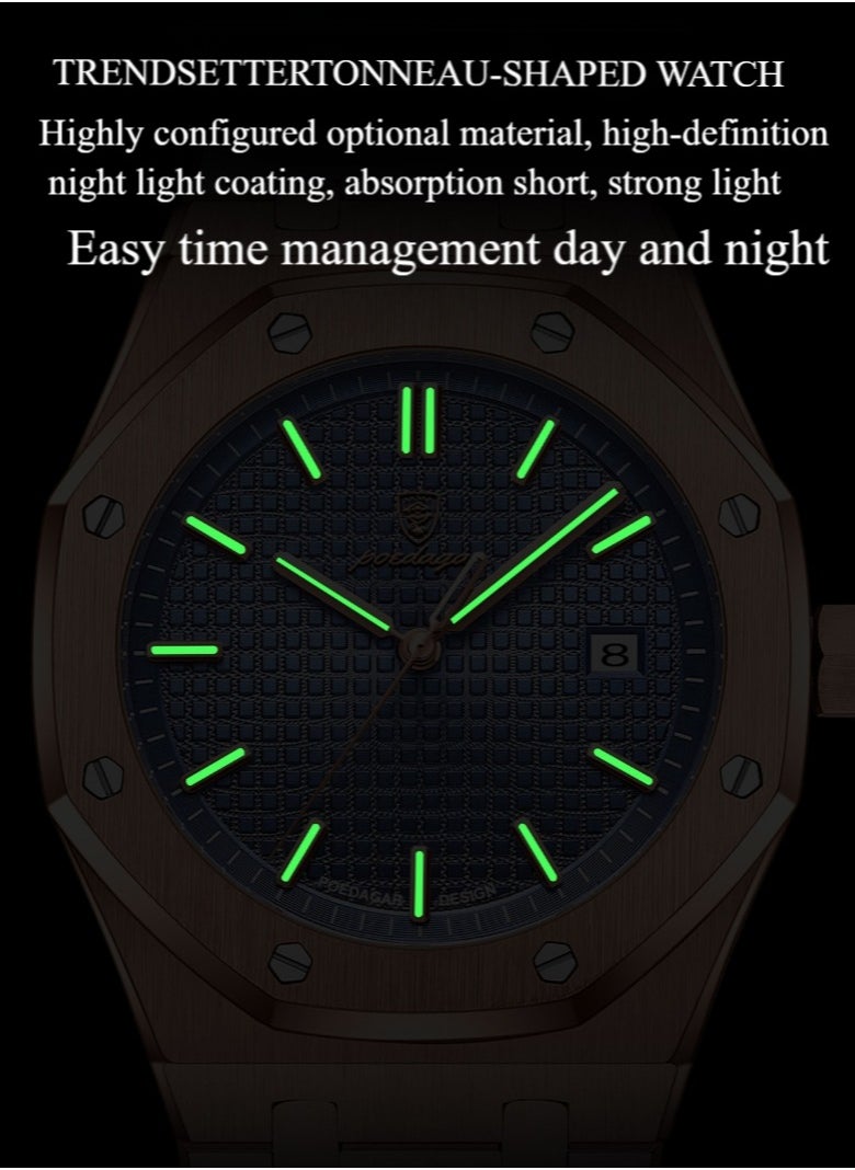 POEDAGAR Waterproof Luminous Men's Watch Quartz，Men's Wrist Watches