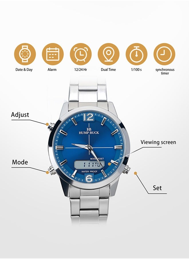 Dual Display Watch for Men 12/24 Hr Sports Wristwatch Water Resistant and Stopwatch Features Perfect for Daily Use