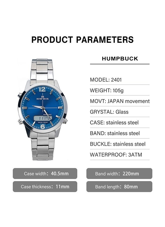 Dual Display Watch for Men 12/24 Hr Sports Wristwatch Water Resistant and Stopwatch Features Perfect for Daily Use
