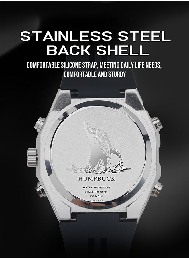 Men's Watch Stylish Silicon Strap Waterproof Wristwatch with Large Dial and Durable Design Ideal as Gift for Sports Enthusiasts