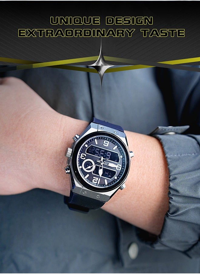 Men's Watch Stylish Silicon Strap Waterproof Wristwatch with Large Dial and Durable Design Ideal as Gift for Sports Enthusiasts