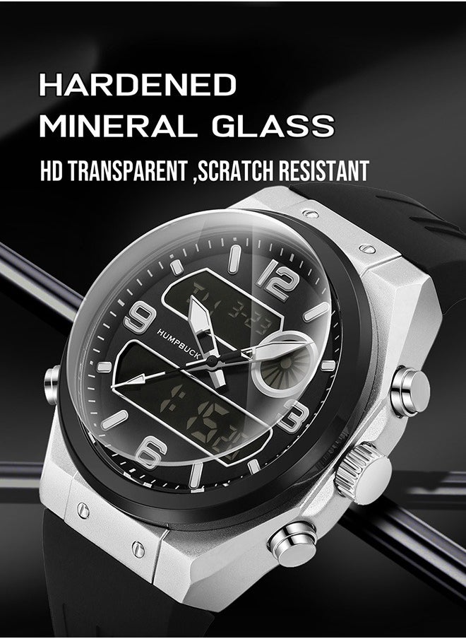 Men's Watch Stylish Silicon Strap Waterproof Wristwatch with Large Dial and Durable Design Ideal as Gift for Sports Enthusiasts