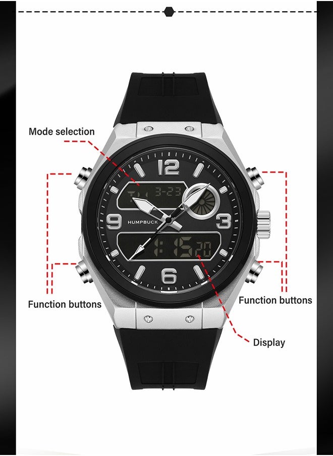 Men's Watch Stylish Silicon Strap Waterproof Wristwatch with Large Dial and Durable Design Ideal as Gift for Sports Enthusiasts