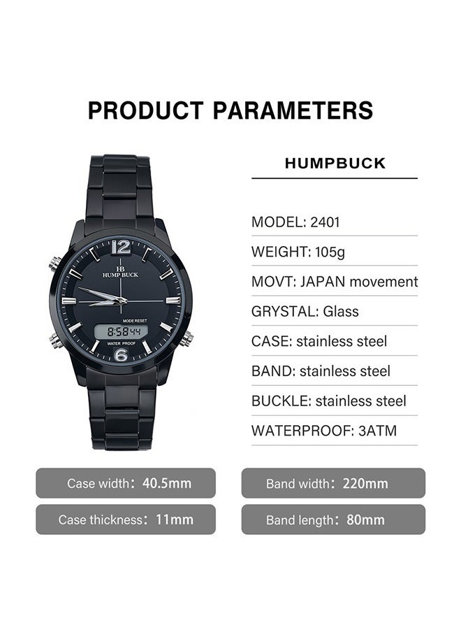 Waterproof Watches for Men with Dual Time and Digital Display Minimalist Style Watch for Men Multifunctional Sport Wristwatch