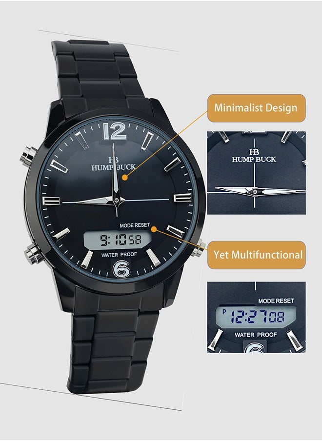 Waterproof Watches for Men with Dual Time and Digital Display Minimalist Style Watch for Men Multifunctional Sport Wristwatch