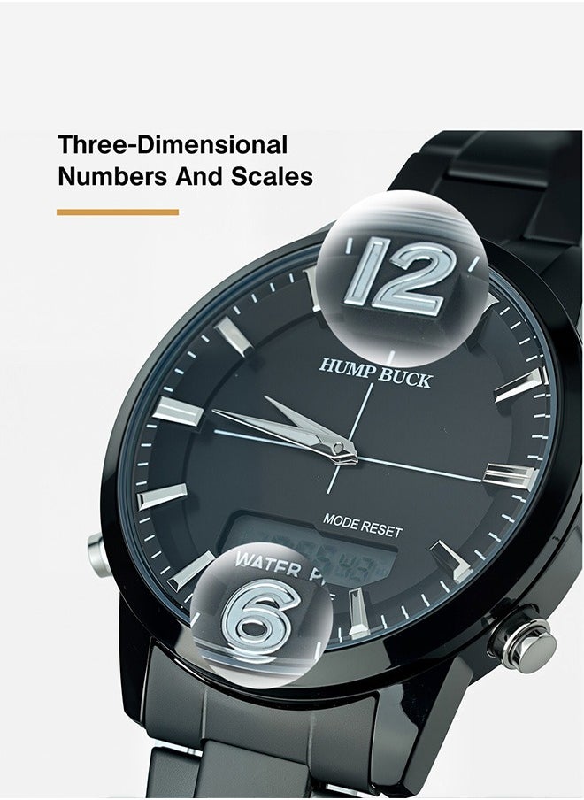 Waterproof Watches for Men with Dual Time and Digital Display Minimalist Style Watch for Men Multifunctional Sport Wristwatch