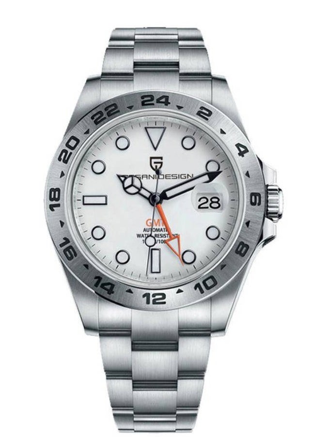 Automatic GMT White Dial Stainless Steel Men's Watch PD1682-WHITE