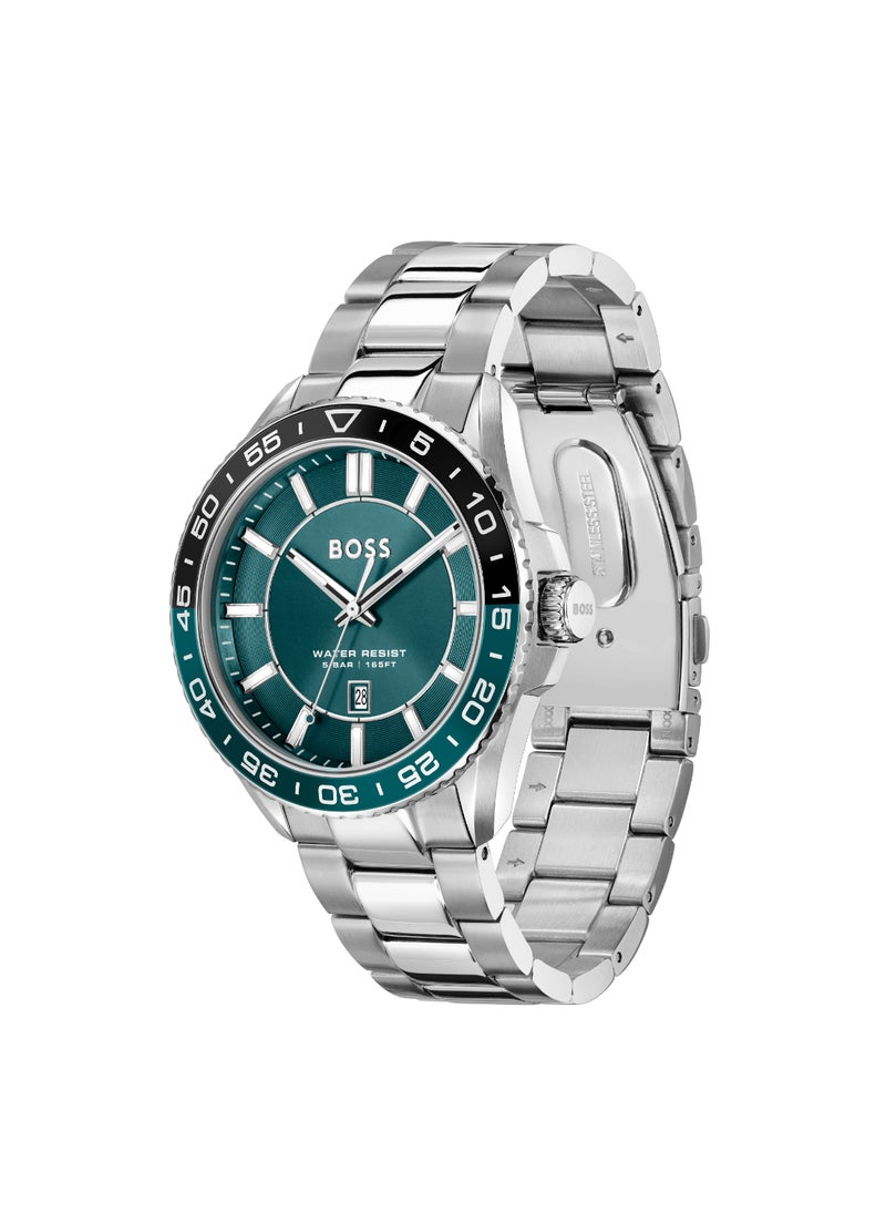 HUGO BOSS WATCH ROUND ANALOG MEN'S DARK GREEN CASE WATCH - 1514208