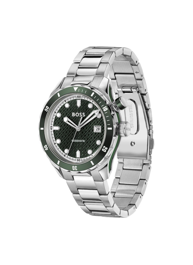 HUGO BOSS WATCH ROUND ANALOG MEN'S DARK GREEN CASE WATCH - 1514178