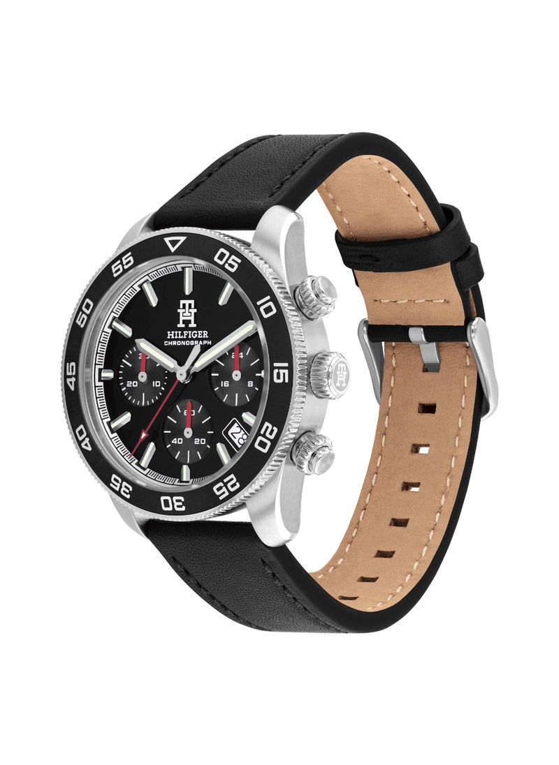 TOMMY HILFIGER ROUND CHRONOGRAPH MEN'S BLACK CASE WATCH - 1792162