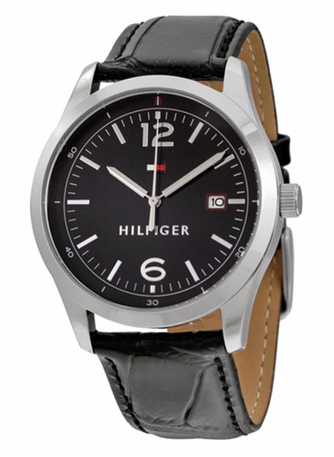 TOMMY HILFIGER ROUND ANALOG MEN'S BLACK CASE WATCH - 1710350