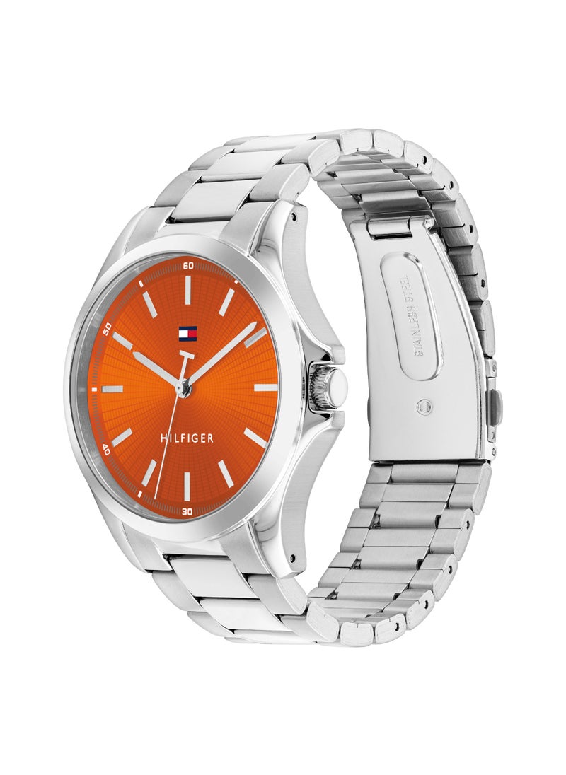 TOMMY HILFIGER ROUND ANALOG MEN'S ORANGE CASE WATCH - 1710678