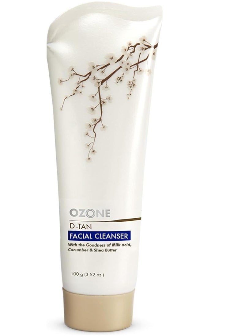 Ozone D-Tan Facial Cleanser For Men & Women | Ideal For All Skin Types | Tan Removal, Sun-Damage & Uneven Skin Tone | Enriched With Organic Ingredients | 100 G (Pack of 1)