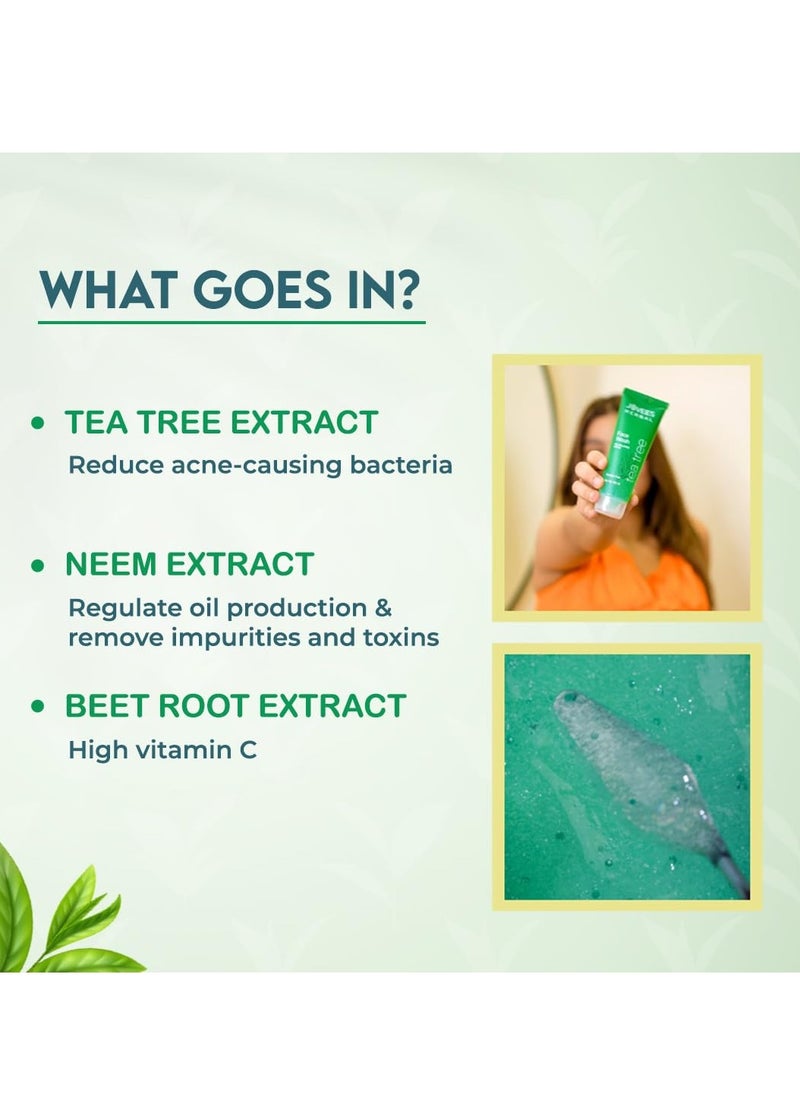 Jovees Herbal Tea Tree Oil Control Face Wash for Oily & Sensitive Skin | Paraben & Alcohol-Free, Controls Oil, Prevents Breakouts, Remove Dead Skin | Gentle Cleanser For All Skin Types - 120ml