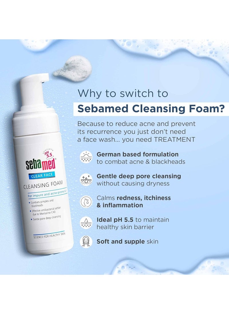 Clear Face Cleansing Foam pH 55 Combats Pimples Montaline C40 Deep Pore Cleansing Dermatologically Clinically Tested 150ml