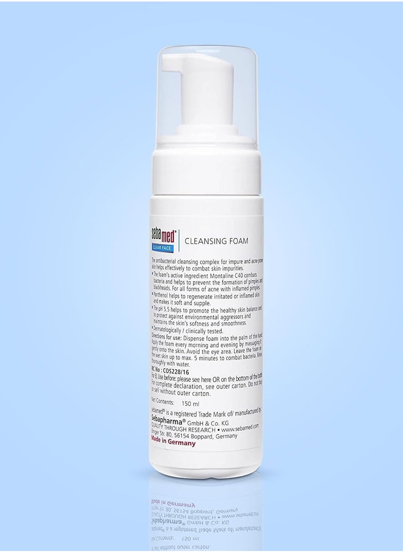 Clear Face Cleansing Foam pH 55 Combats Pimples Montaline C40 Deep Pore Cleansing Dermatologically Clinically Tested 150ml
