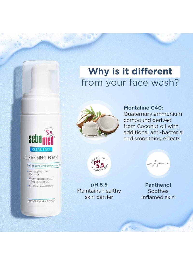 Clear Face Cleansing Foam pH 55 Combats Pimples Montaline C40 Deep Pore Cleansing Dermatologically Clinically Tested 150ml