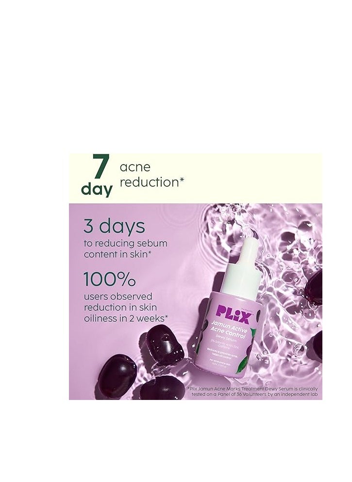 PLIX - THE PLANT FIX Jamun Face Wash and Active Acne Serum Combo(100ML + 30ML) For Active Acne & Oil Control, For Breakouts | Oily & Acne Prone Skin | Women & Men