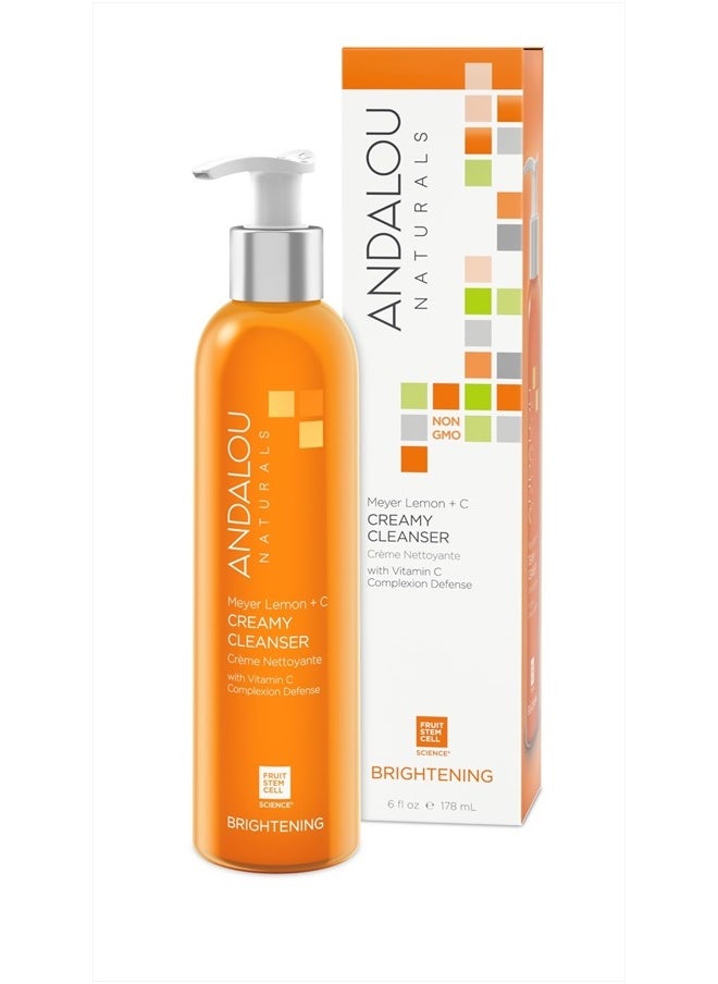 Brightening Meyer Lemon + C Creamy Cleanser, Face Wash for Uplifted Tone & Smoother Texture, Helps Renew Skin Vitality & Brighten Complexion, Cruelty Free, 6 Oz