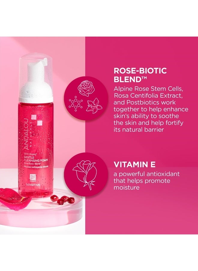 1000 ROSES Gentle Cleansing Foam Face Wash, Hydrating Foaming Facial Cleanser with Rosewater & Aloe for Women & Men, Non Toxic, Vegan