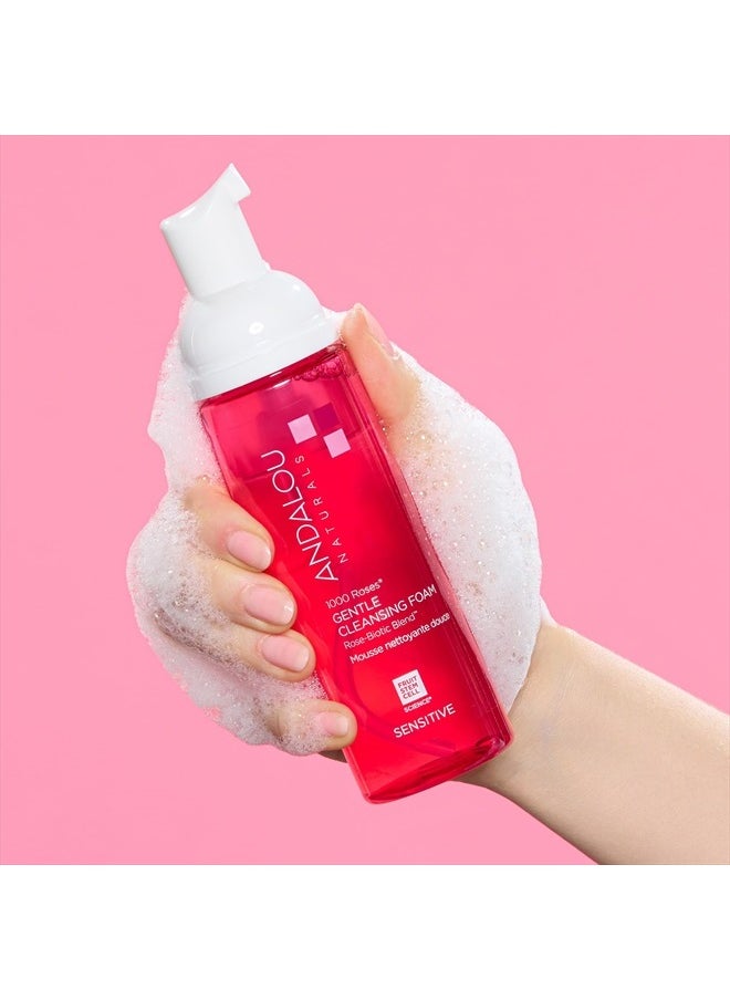 1000 ROSES Gentle Cleansing Foam Face Wash, Hydrating Foaming Facial Cleanser with Rosewater & Aloe for Women & Men, Non Toxic, Vegan