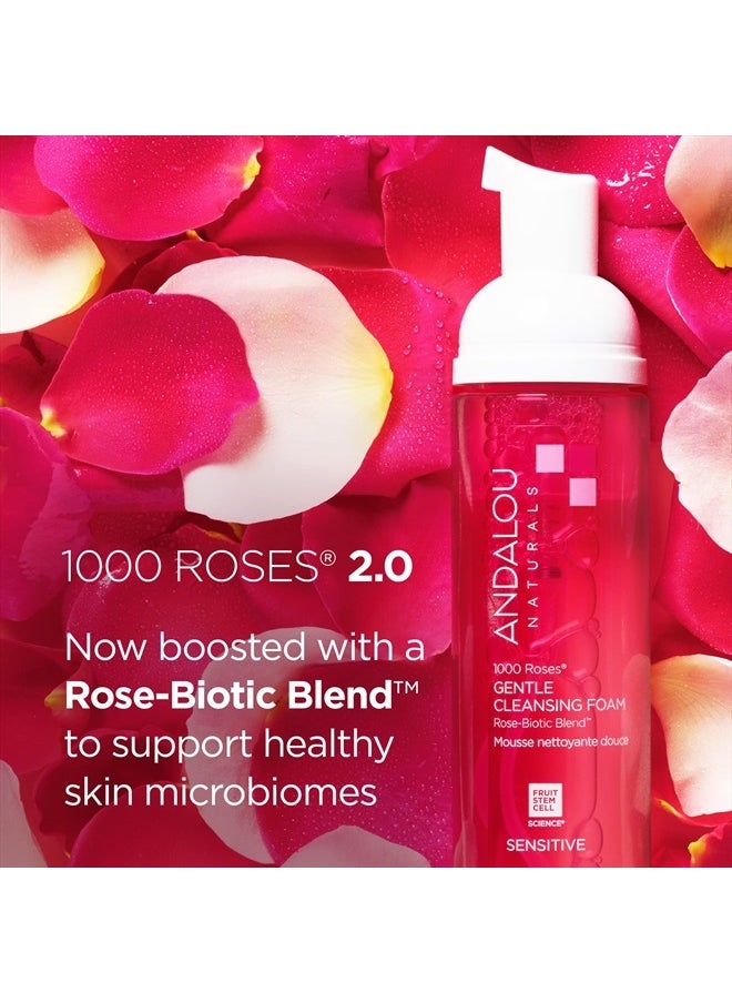 1000 ROSES Gentle Cleansing Foam Face Wash, Hydrating Foaming Facial Cleanser with Rosewater & Aloe for Women & Men, Non Toxic, Vegan