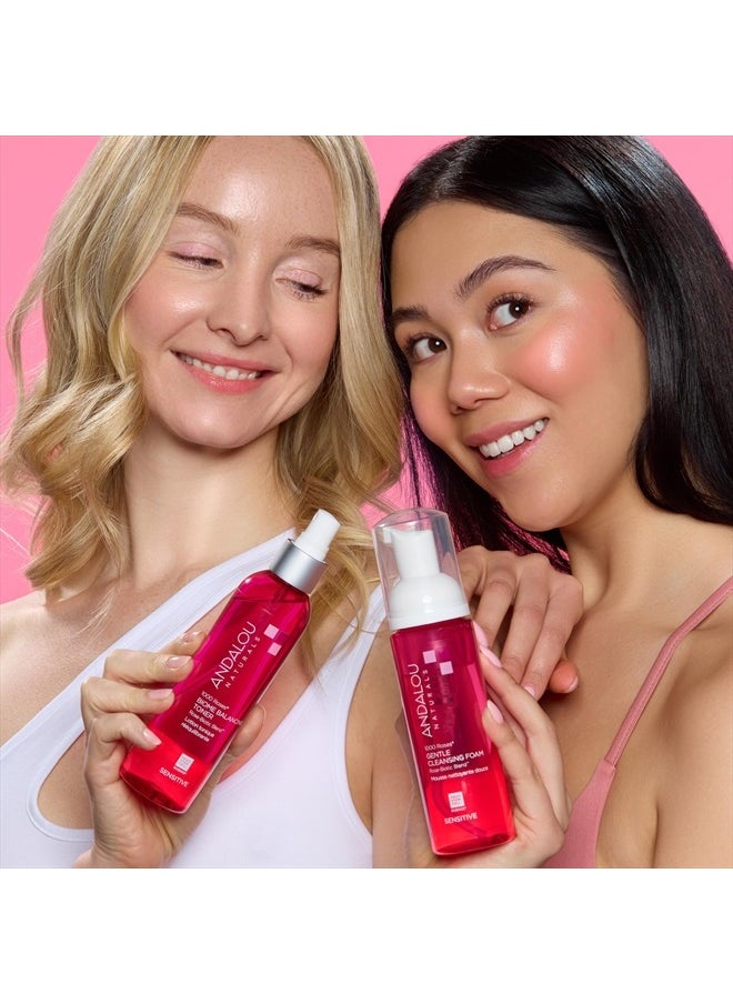 1000 ROSES Gentle Cleansing Foam Face Wash, Hydrating Foaming Facial Cleanser with Rosewater & Aloe for Women & Men, Non Toxic, Vegan